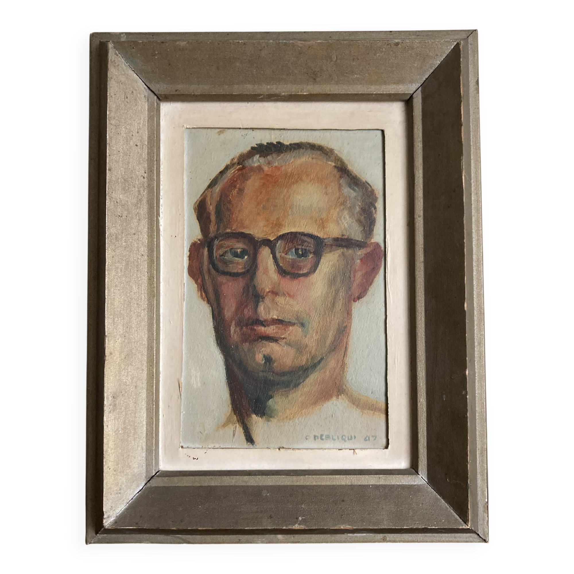 Portrait of a modernist man, oil on panel, 1947.