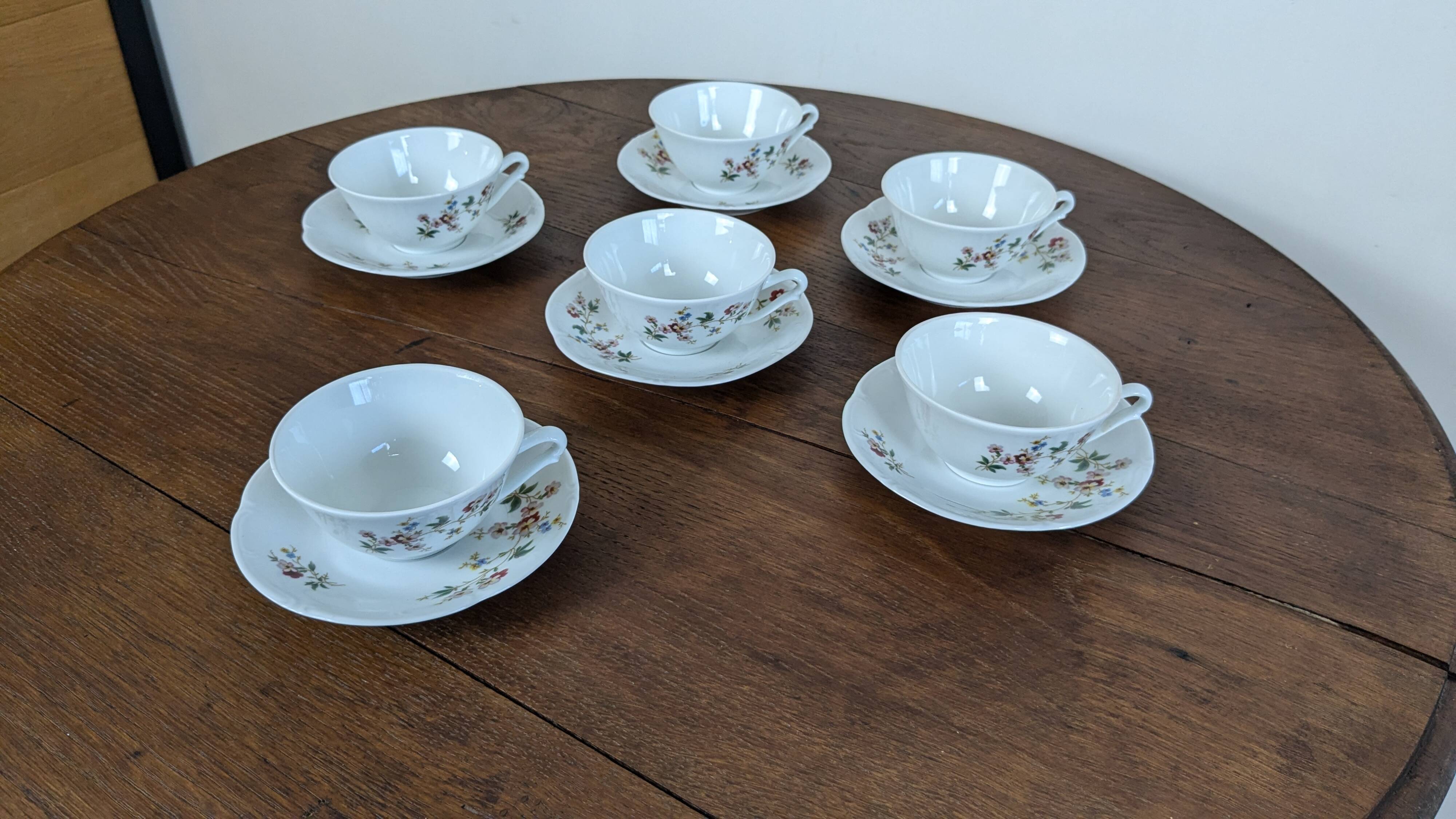 12-piece coffee service in Sologne porcelain, France