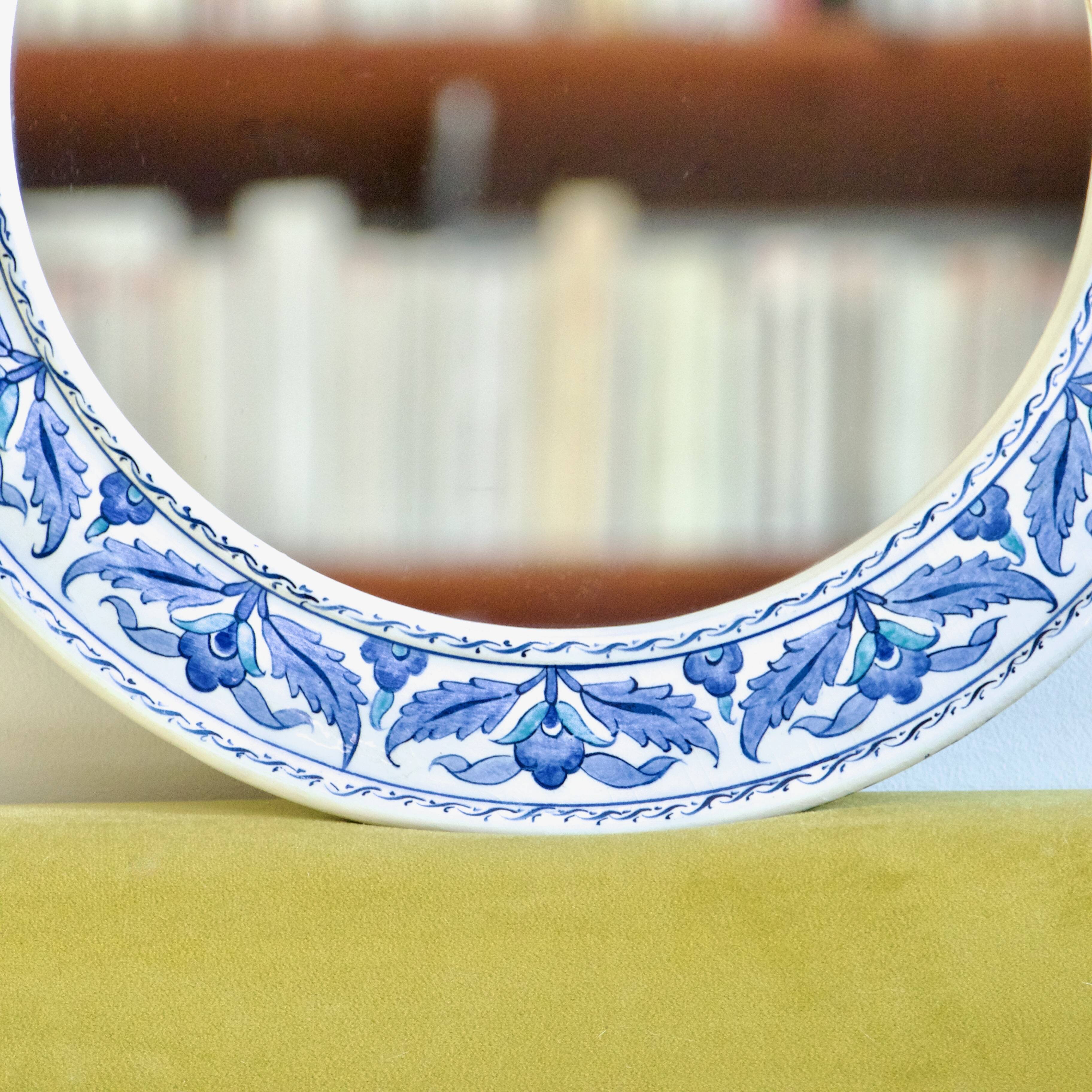 Hand painted ceramic round mirror