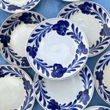 Assiettes à dessert  anciennes Luneville fleurs bleu cobalt