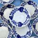 Antique dessert plates Luneville cobalt blue flowers