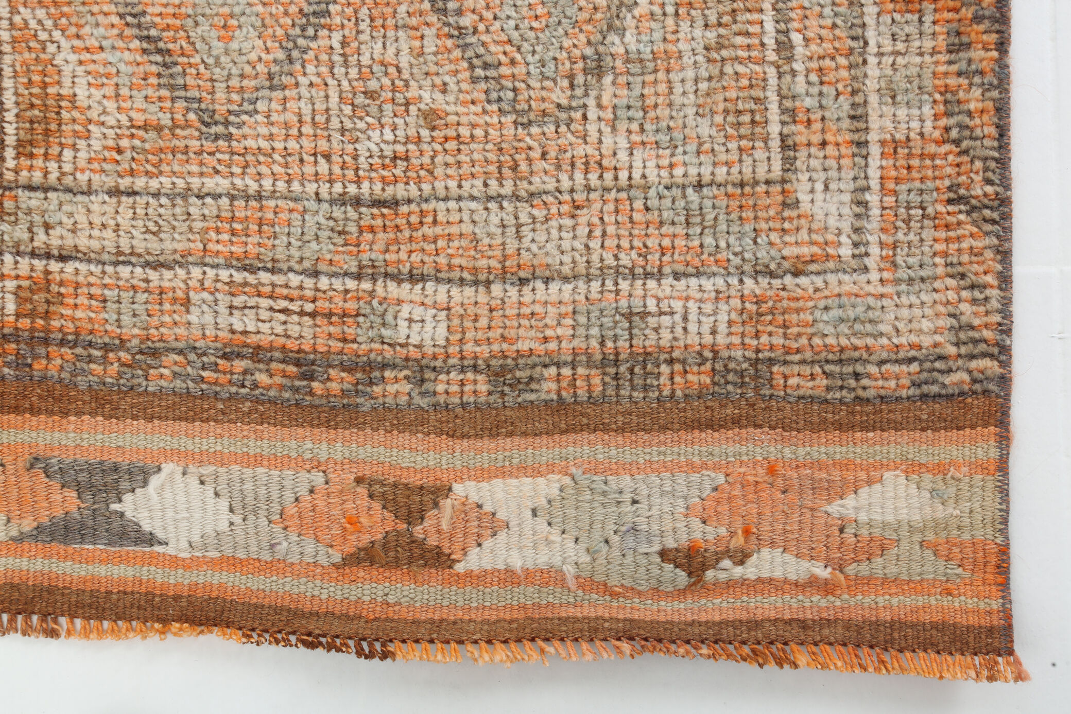 Pale orange herki runner rug 74x392cm