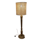 Floor lamp with vintage linen shade