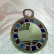 Lead and glass hand mirror