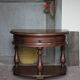 Pair of rounded wooden bedside tables, bedside table, end table.