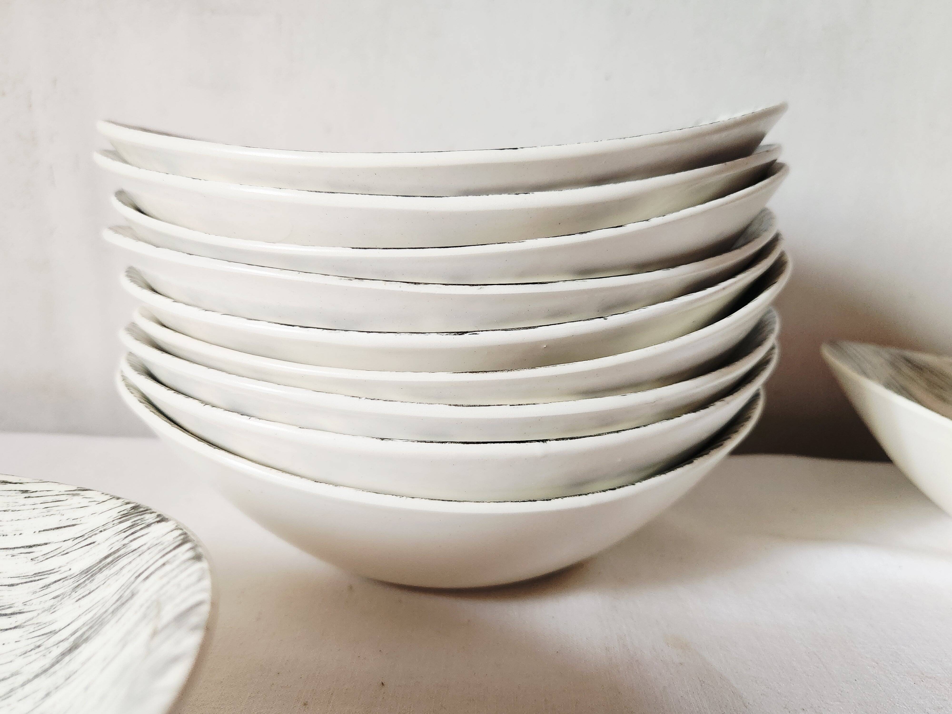 Vintage french 1960s stalins toledo - toledo dessert bowls black olive leaf