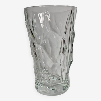 Sèvres crystal vase with rough glass pattern, 26 cm