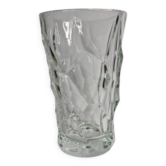 Sèvres crystal vase with rough glass pattern, 26 cm