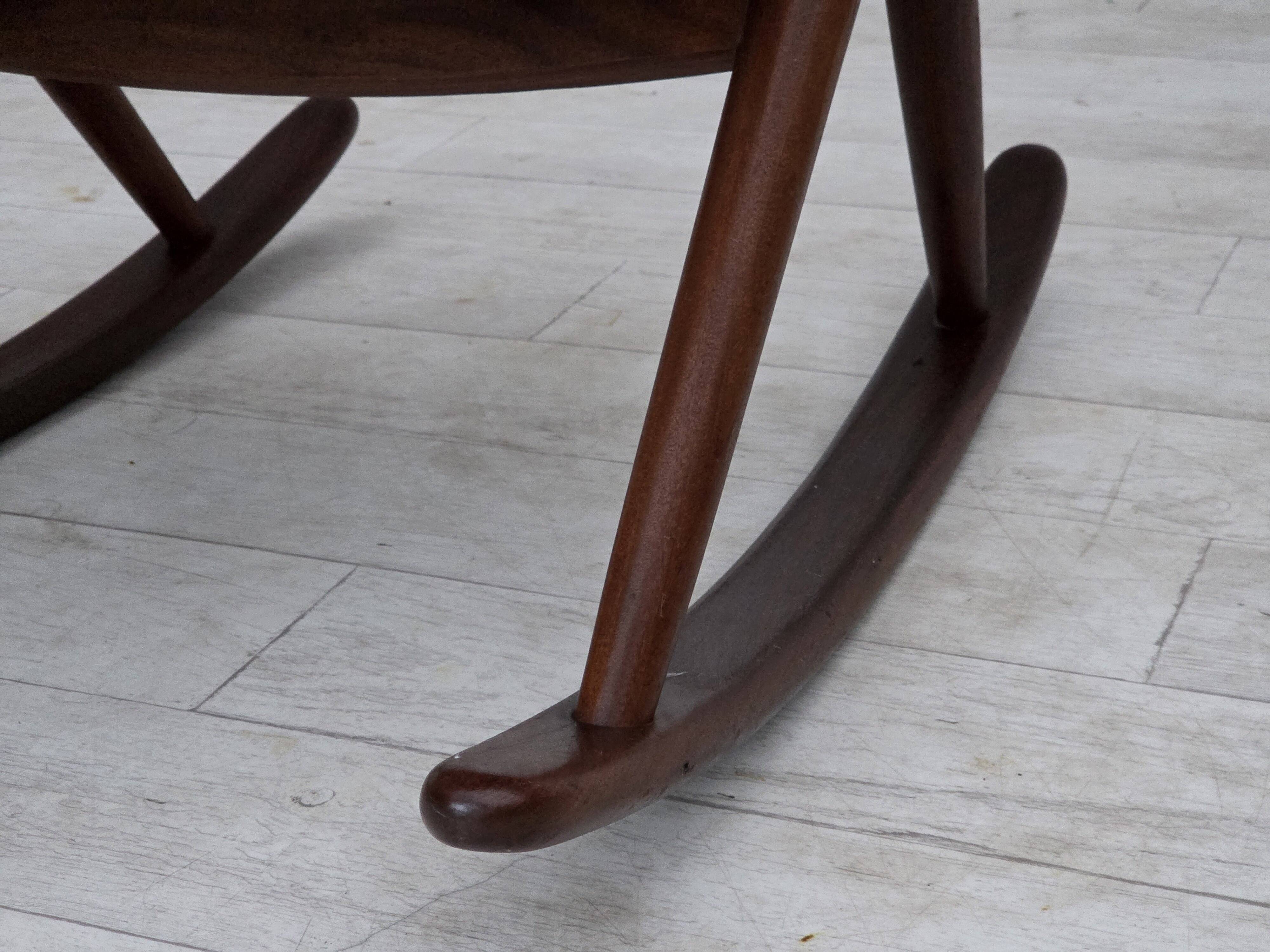 1960s, Danish rocking chair by Frank Reenskaug, model 182, sheepskin.