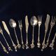 Set 11 of old cutlery with silver metal desert