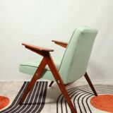 Vintage armchair in natural wool, Le vertu menthe, by Chierowski