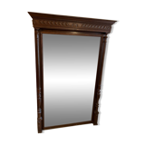 Large old solid oak trumeau mirror