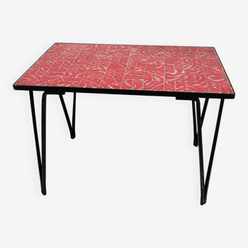 Red ceramic coffee table from the 50s