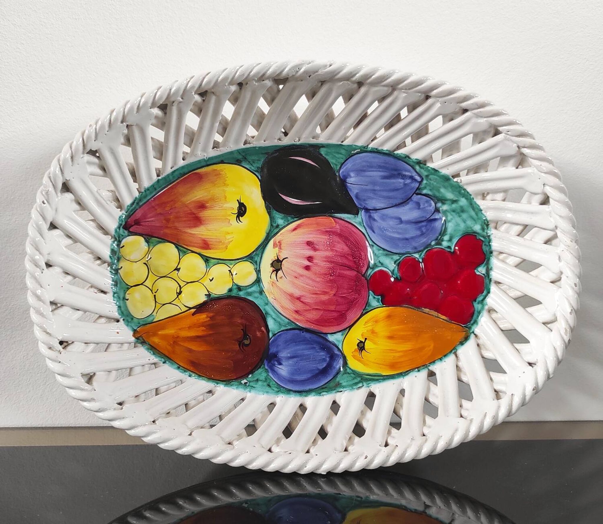 Plat à fruits "Intrecciata"vintage - céramique italienne