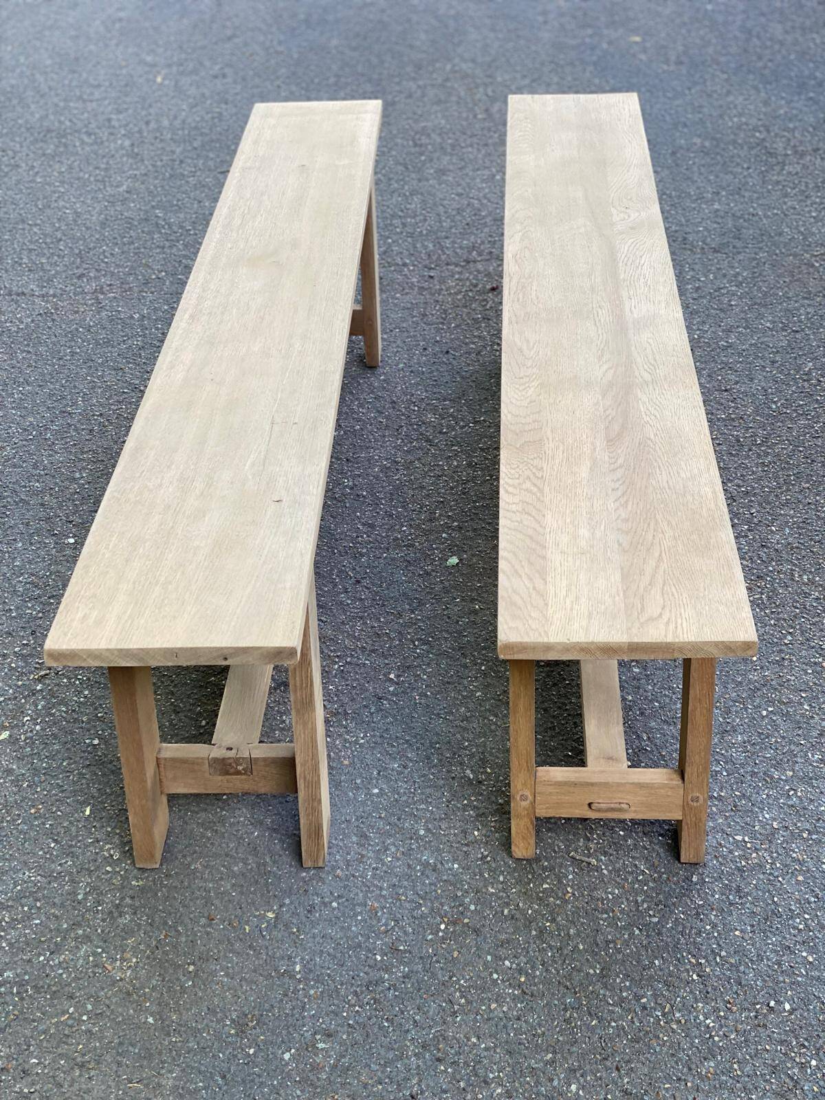 2 renovated farm benches in solid oak 200cm 20th century