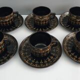 Six coffee cups and saucers in English earthenware Gibson & sons