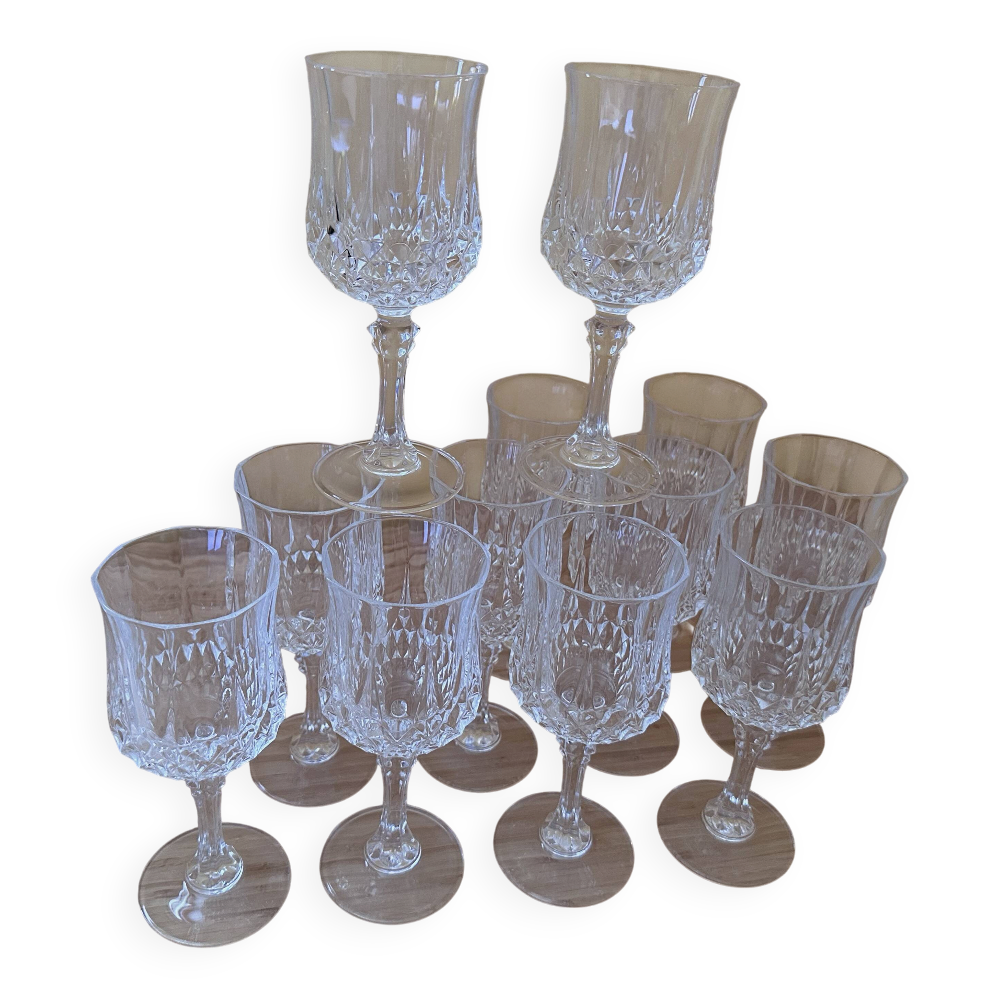 12 large glasses 21 cl "Lonchamp" Cristal d'Arques Vintage