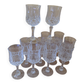 12 large glasses 21 cl "Lonchamp" Cristal d'Arques Vintage