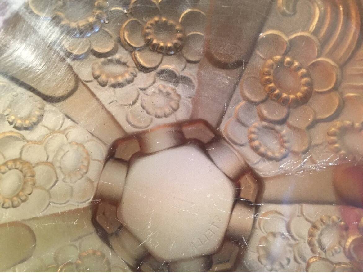 Art Deco smoked molded glass bowl signed Stella