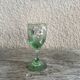 Antique liqueur service, enamelled decanter and glasses.