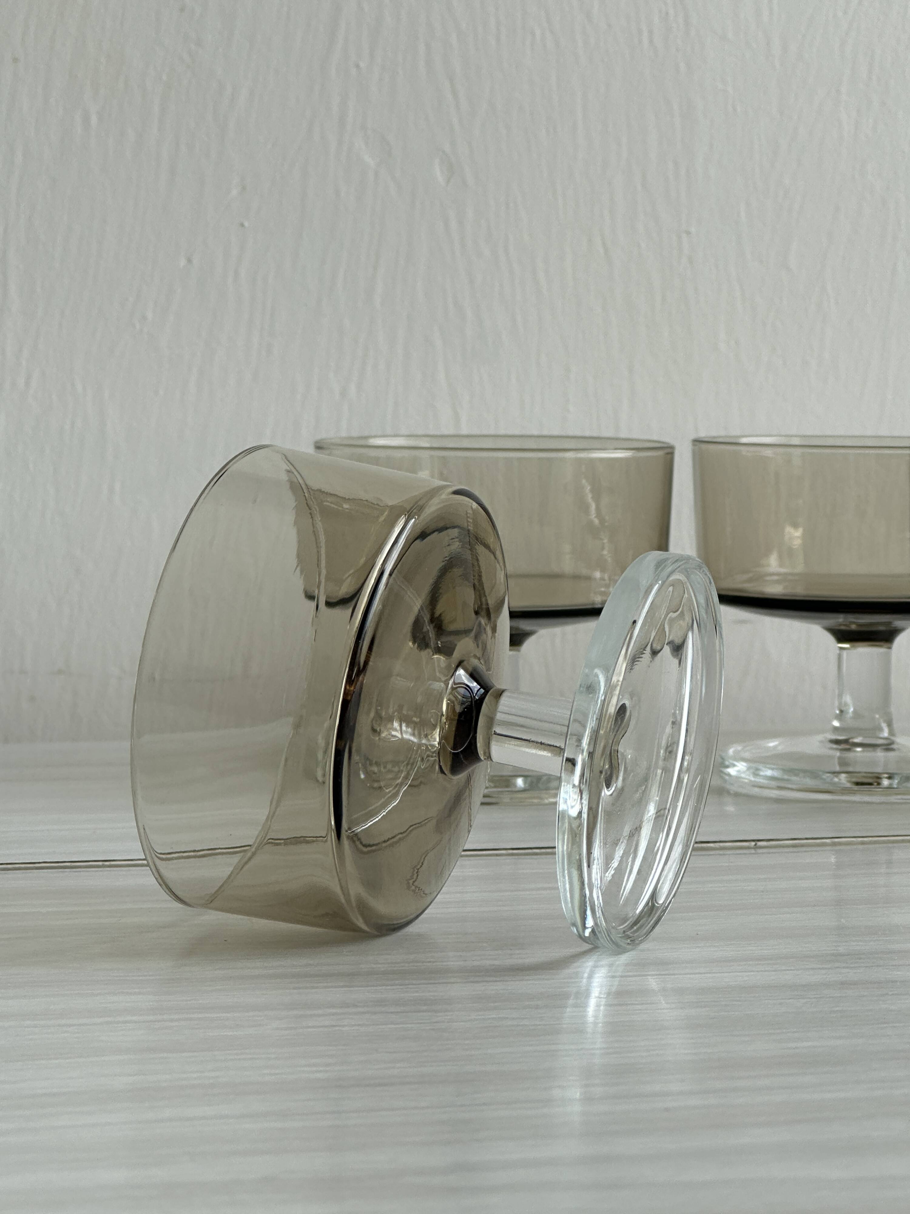 5 smoked glass dessert cups