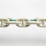 1970s XL Coffee Table Made of Nautical Iron Chain with a Thick Glass Plate