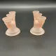 Pair of vintage three-branch candlesticks in satin pink glass – Sty