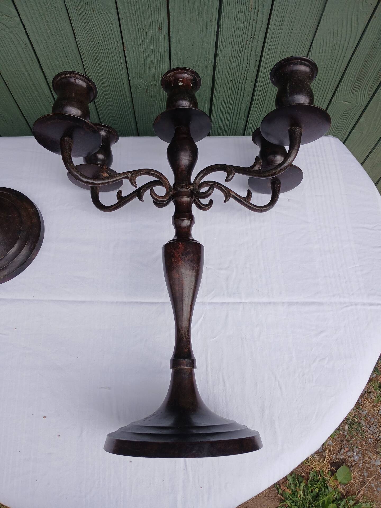 Pair of 5-light metal candlesticks