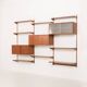 Three-compartment teak wall cabinet by Kai Kristiansen for FM Mobler, Denmark, 1960s