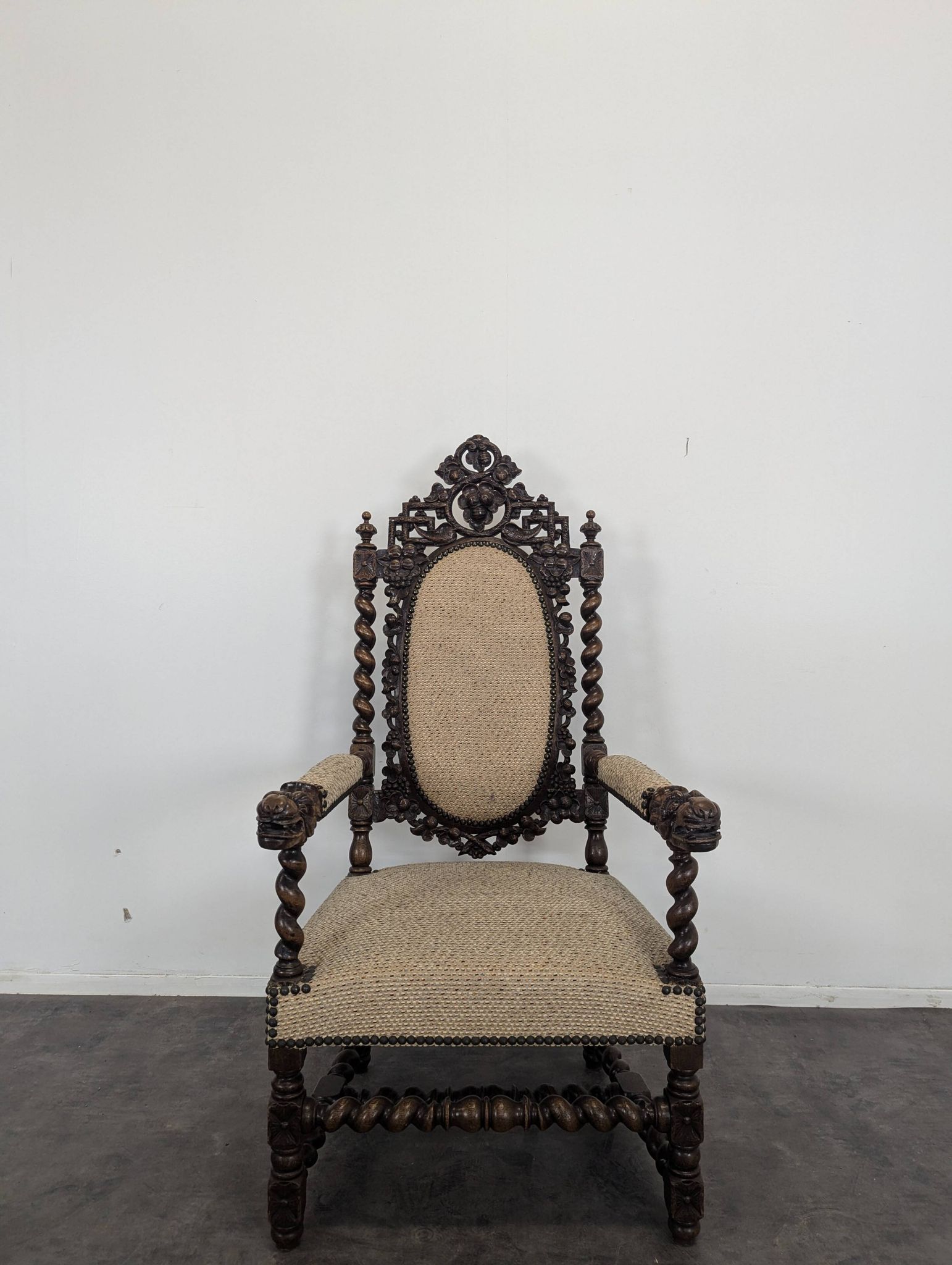 Louis XIII style oak armchair