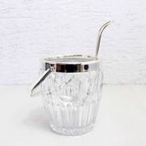 Glass ice bucket with spoon 1970