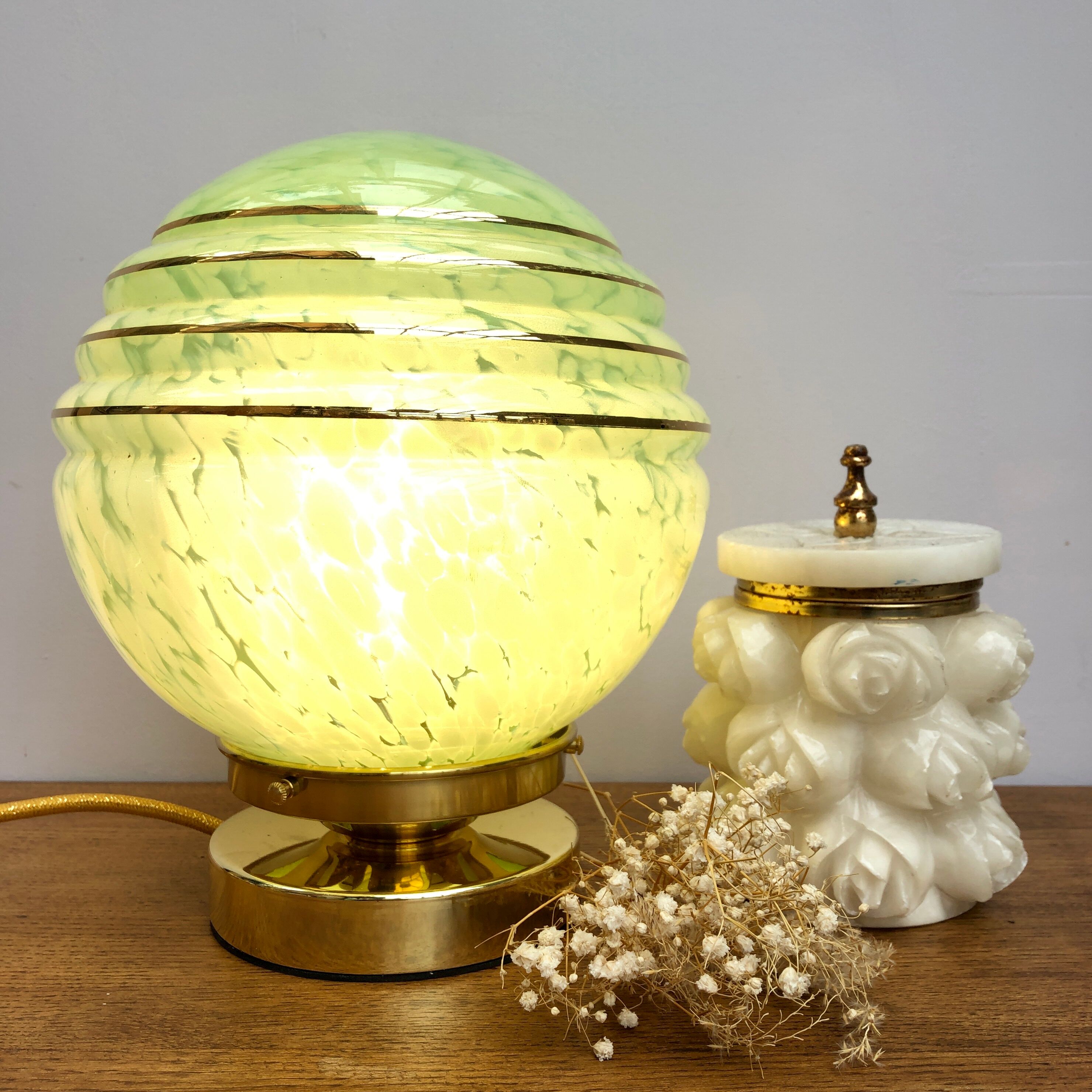 Clichy mint glass hanging lamp