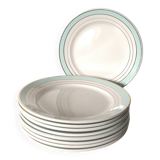 set of 8 Lunéville dessert plates, Regency model, green, white and gold