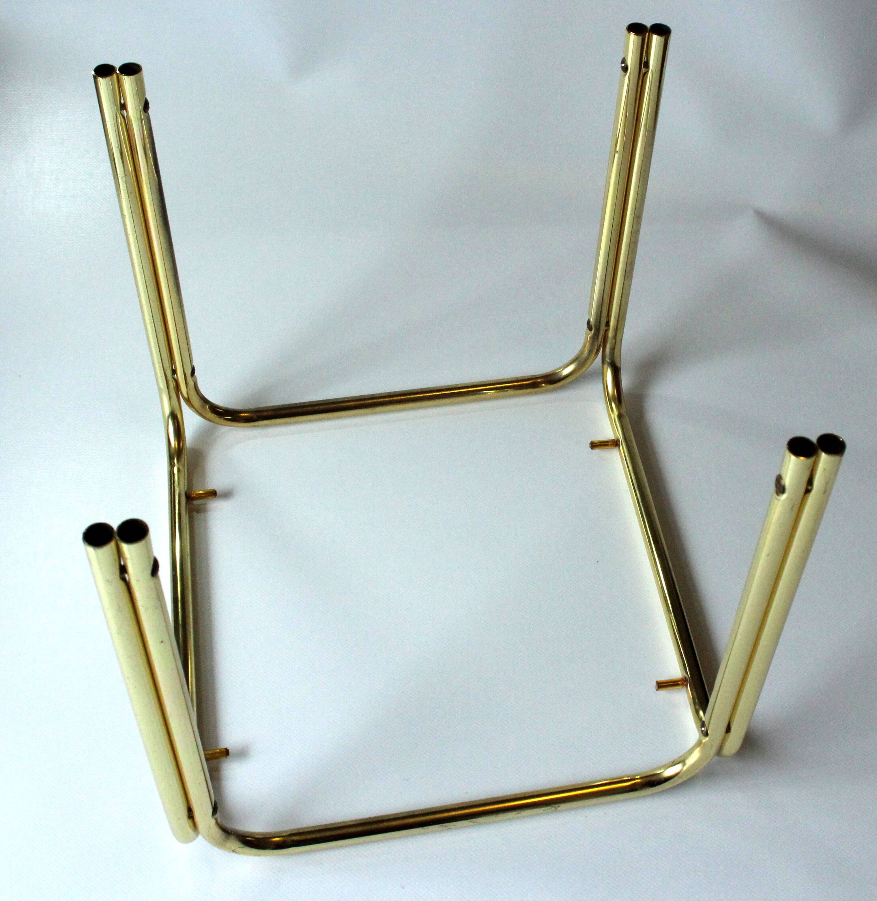 Small brass and glass side table, ideal as a plant stand, vintage from the 70s