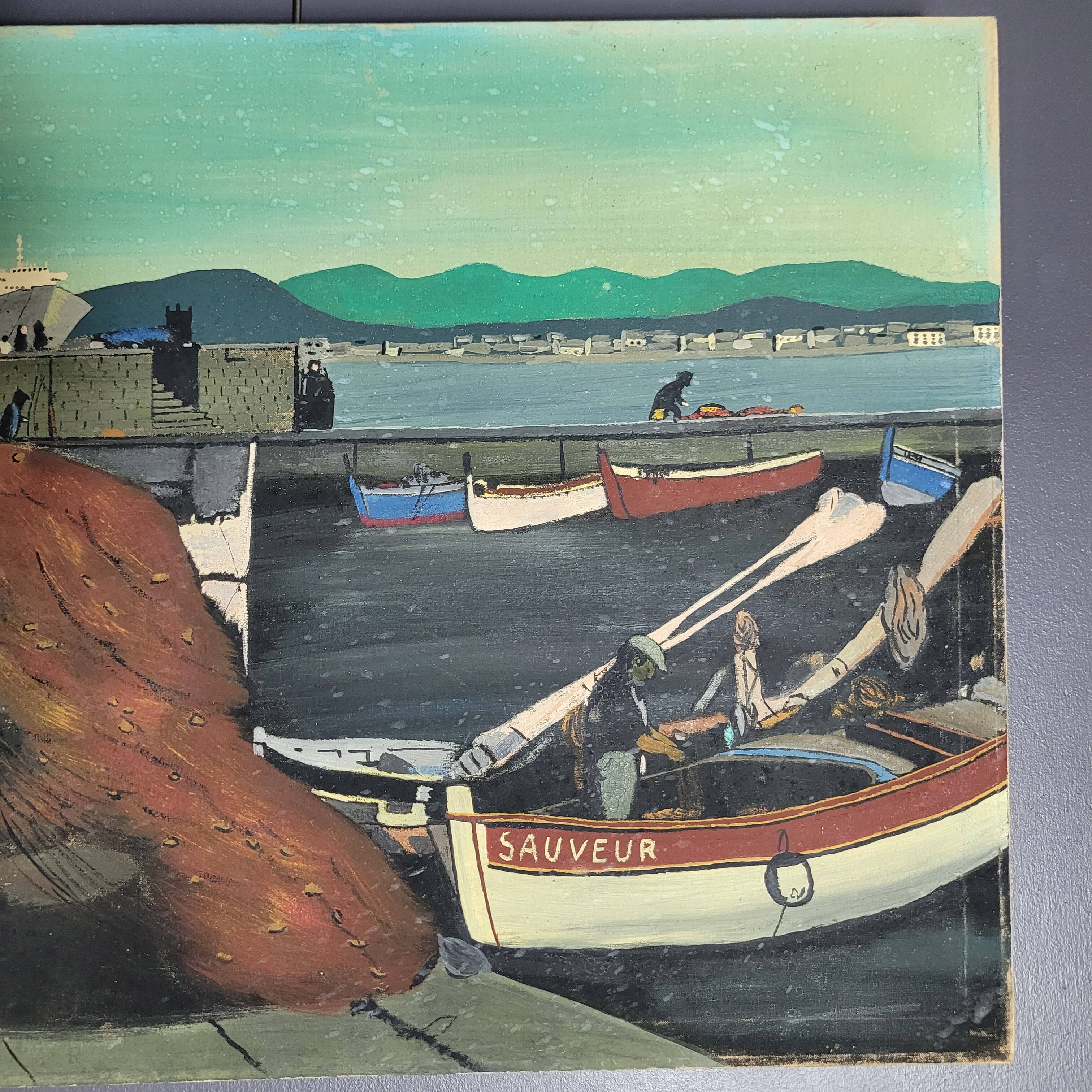 Oil painting on canvas in the style of Corto Maltes 20th century