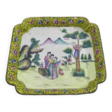 Plateau asiatique en cuivre émaillé
