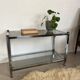 Table basse console verre et chrome vintage