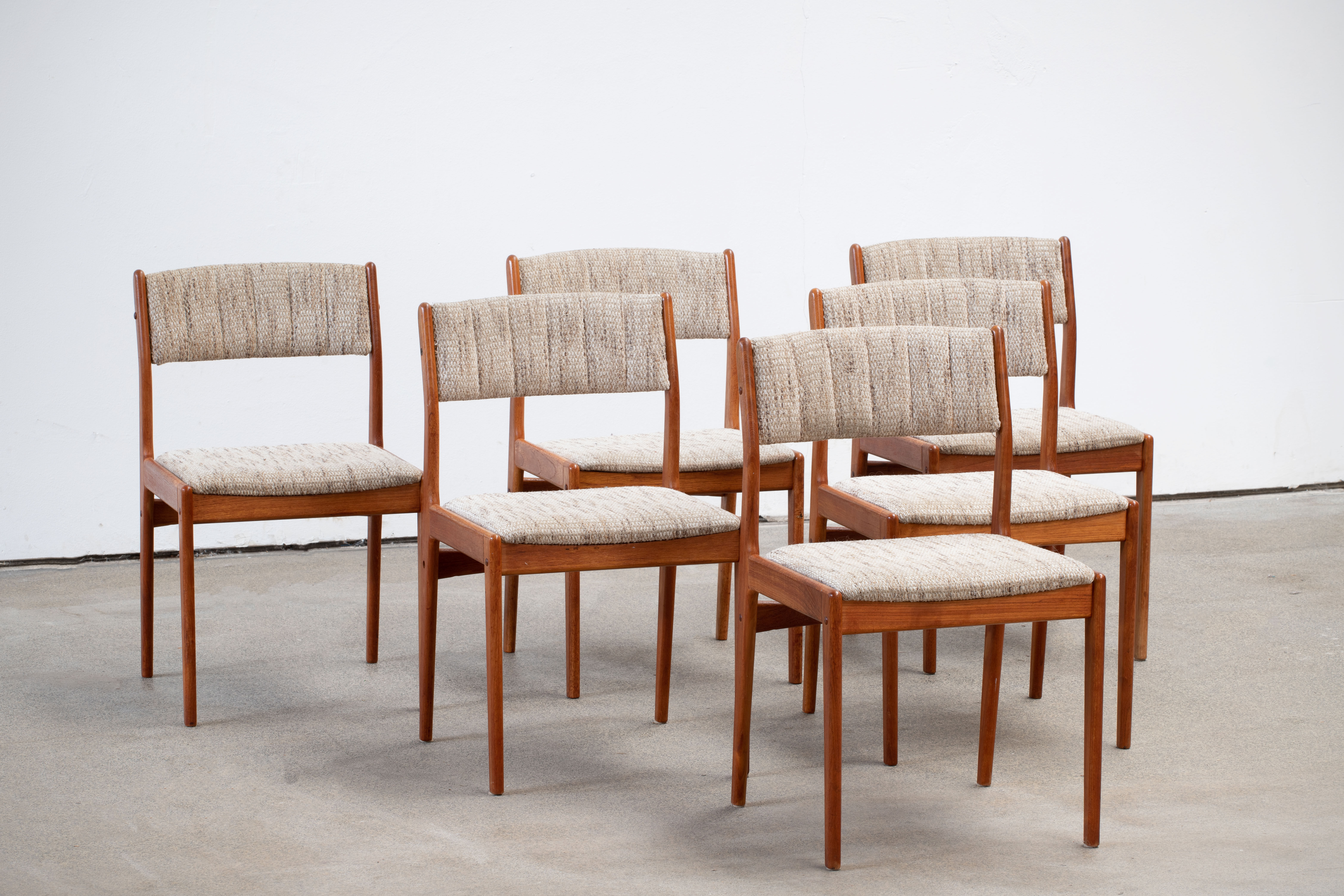 6 danish scandinavian chairs - teak & wool 1960