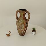 Vintage 70s amphora vase with volcanic effect