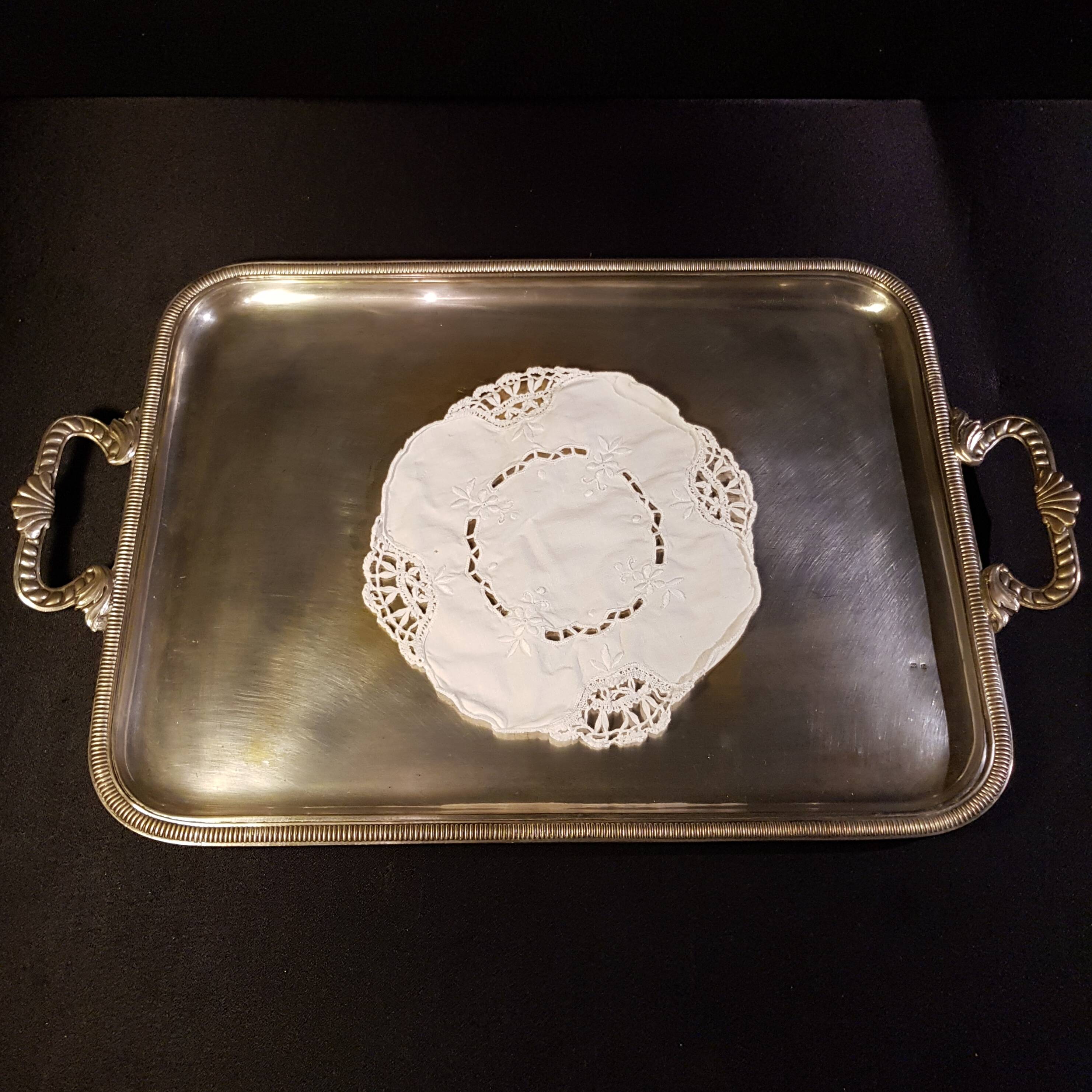 Old silver metal tray