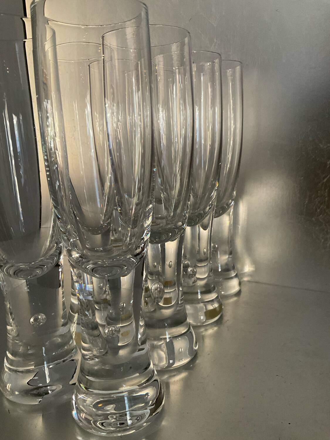 Set of 8 vintage Kosta Boda champagne flute glasses