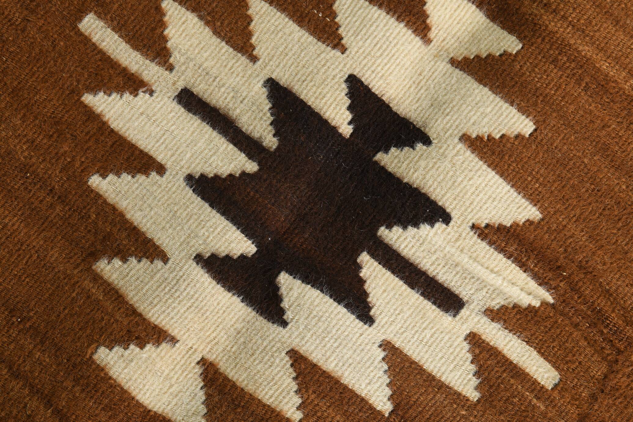 4x5 Camel Brown & Beige Vintage Kilim Rug, 118x161Cm