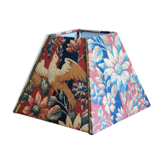 Lampshade square pyramid motif medieval tapestry /