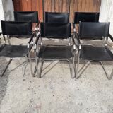 6 Bauhaus armchairs steel and leather / design