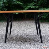 Table/Desk Model "Pirkka" solid pine top - black painted wooden legs Model from the 50's