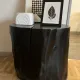 Black solid wood side table