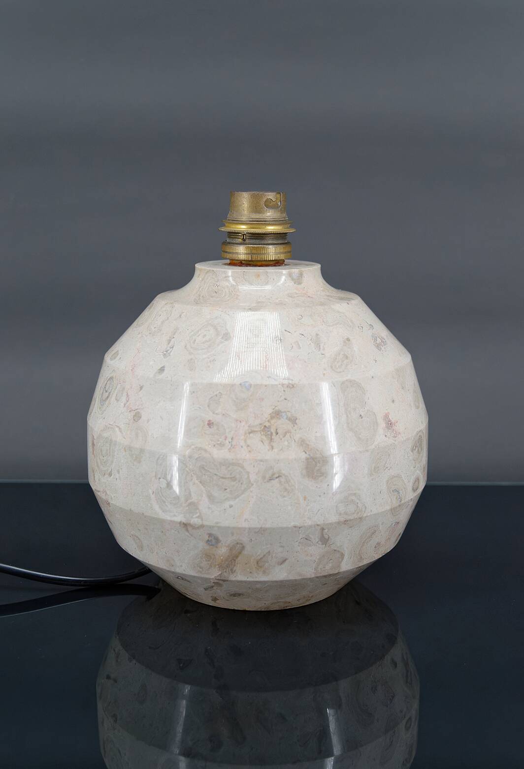 Modernist Art Deco ball lamp in carved marble, France, Circa 1930