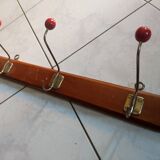 Cloakroom door wall coat steel balls wood 3 hooks