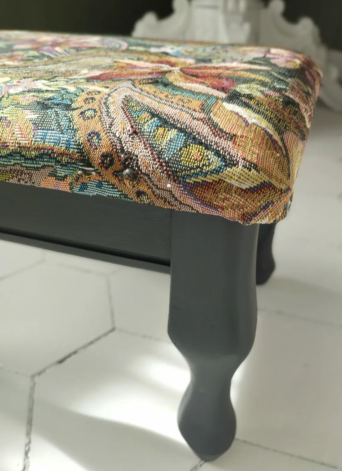 Small vintage tapestry footstool.