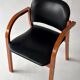 Chaise de bureau bois et Skaï noir 1980